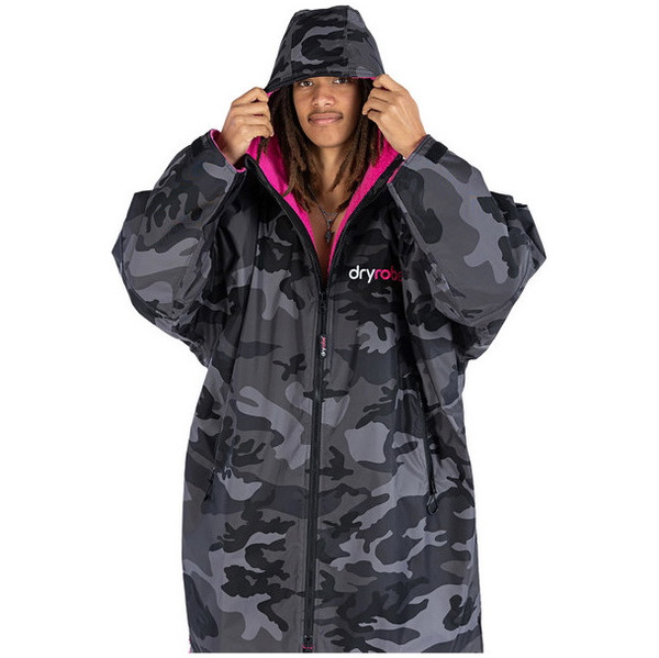 Dryrobe Advance Long Sleeve Change Robe V3 DR104V3 - Black Camo / Pink